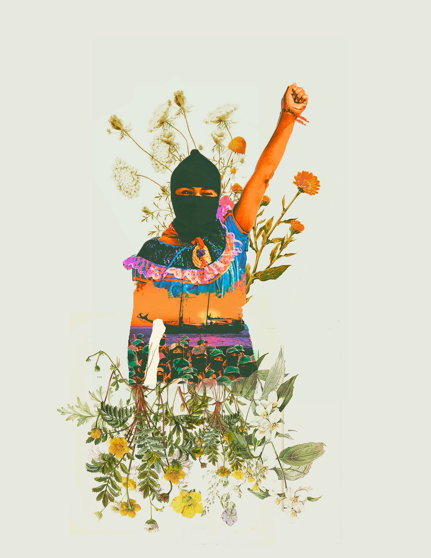 A Zapatist woman with fist raised